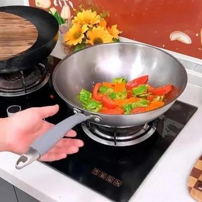 Free Cutting Wok Handle Heat Insulation Covers Heat-Resistant Safe Silicone Cover Anti-Scald Insulation Stainless Steel Iron Pot