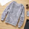 Men Sweatshirt Double-sided Plush Long Sleeve O-neck Loose Fit Windproof Keep Warm Streetwear Solid Color Male Winter Pullover Top for Outdoor