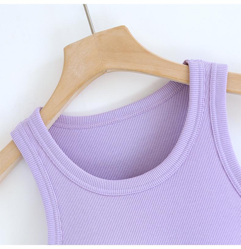 Women's Slimming Tank Top with Bra Pads, Cropped Waist Length