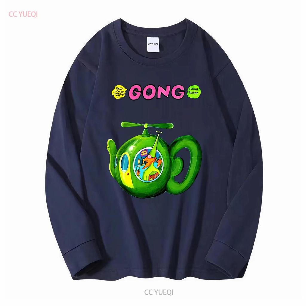 Gong Rock Band Daevid Allen T Shirt Flying Teapot Didier Malherbe Pip Pyle long sleeves vintage Washed Casual Comfortable homme