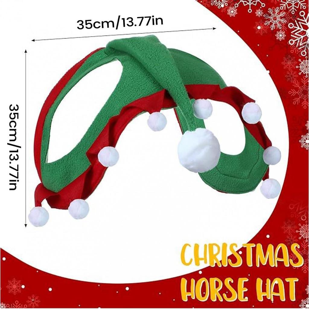 Santa Hat for Horse Equestrian, Cap,Ear Slip on Xmas Costume,Christmas Cap,Christmas Accessory