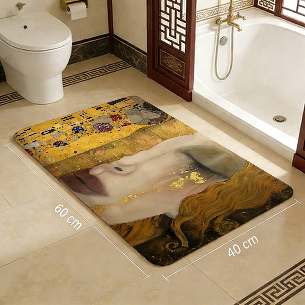 Gustav Klimt The Kiss Soft Hallway Carpet Non-Slip Laundry Room Mat Laundry Decor Balcony Child Living Room Toilet Rug