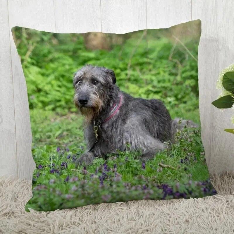 Irish Wolfhound Pillowcase Modern Home Bedroom Living Room Sofa Cushion Cover 45x45cm Peach Skin Pillowcase