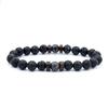 Mens European American Handmade Beaded Bracelet Volcanic Stone Wood Bead