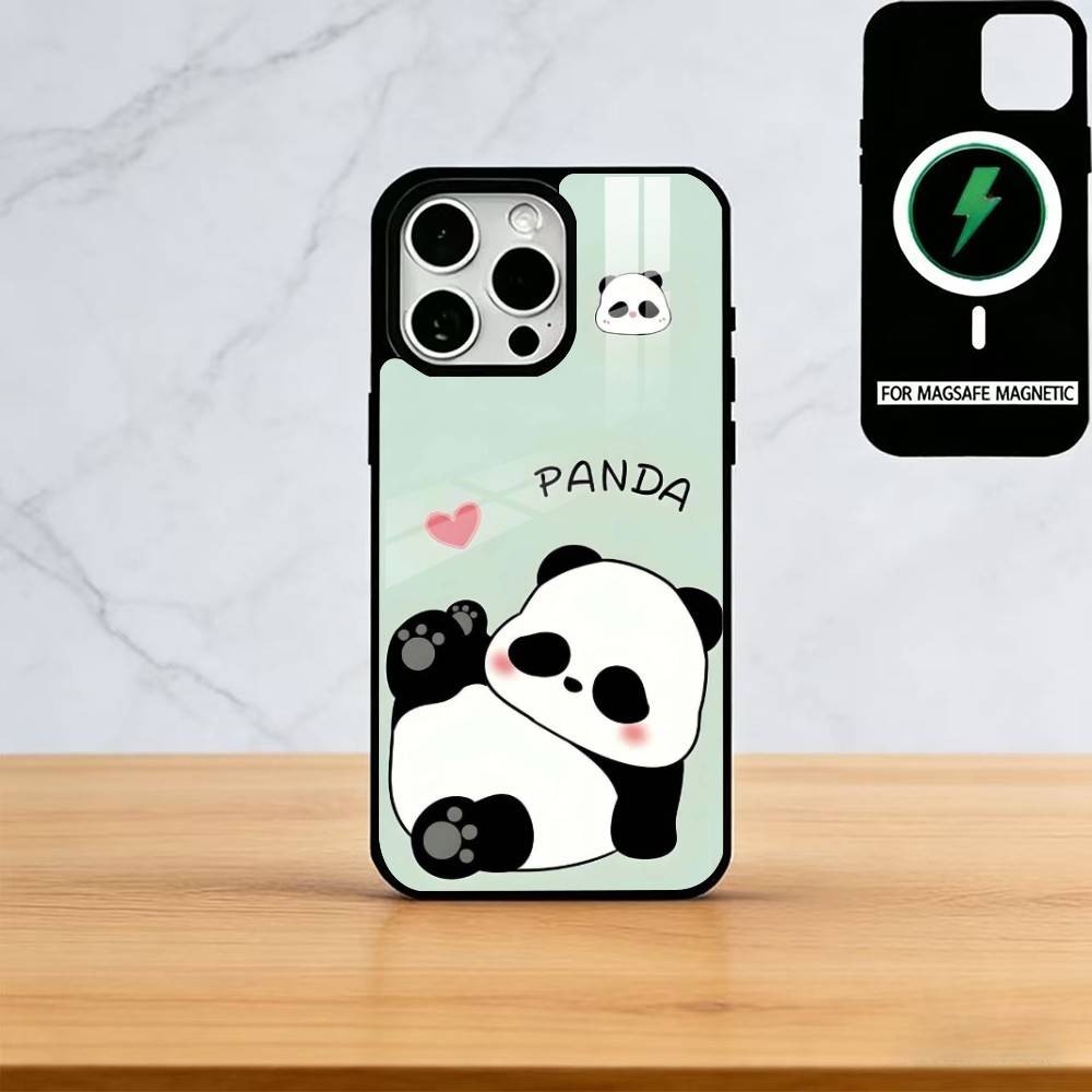 Cute Cartoon Animal Panda Phone Case For iPhone17,16,15,14,13,12,11 Plus,Pro Magnetic with Magsafe Wireless Charging