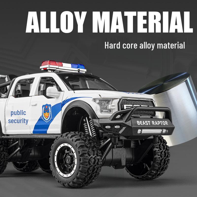 1:24 Ford Raptor Police Car Alloy Pull Back with Light & Sound