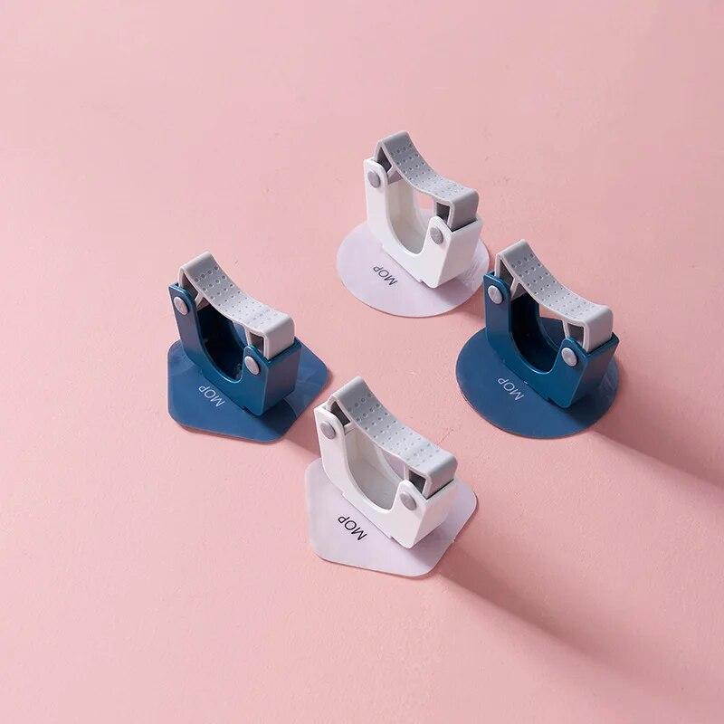 Veggmontert moppholder Husholdningsoppbevaring Kostoppheng Moppkrokstativ Clip Mopp Oppbevaringsstativ Hanger Organizer