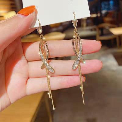 Korean High-End Long Tassel Earrings for Women - Elegant, Face-Slimming, Celebrity Style Hooks