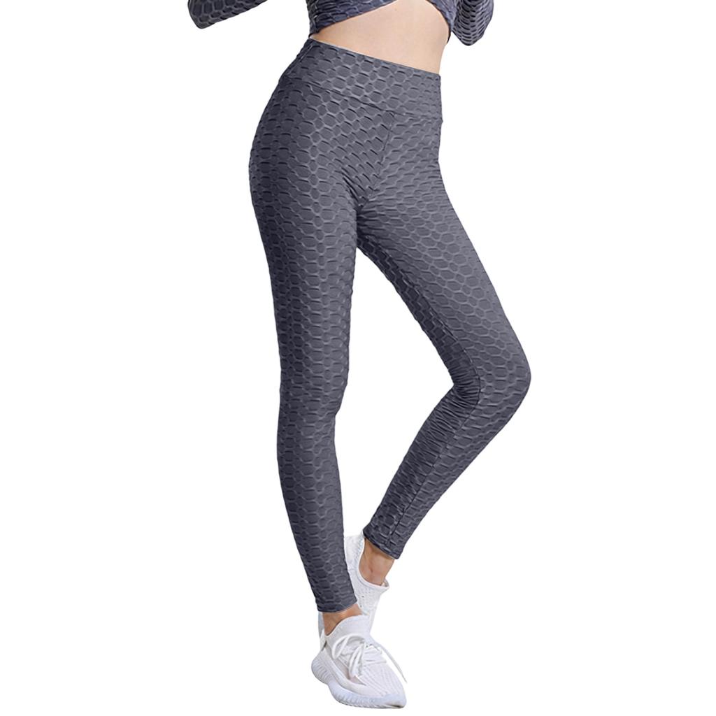 Women's Fashion Jacquarded High Elastic Sports Bodybuilding Cropped Pants Fitness Solided Color High Waist Hip Leggings