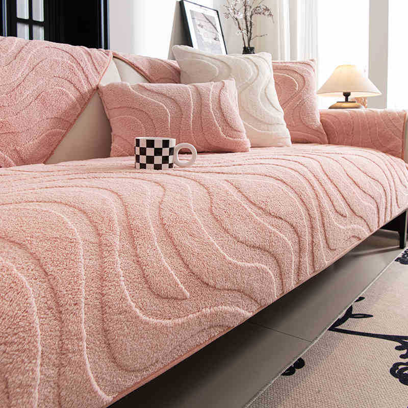 

Толстый Зимний Теплый Чехол на Диван из Искусственного Кроличьего Меха - Элегантный Бежевый с Цветочными и Лиственными Узорами, Защита для Диванов на 1-4 Места 90 * 160Cm single pack