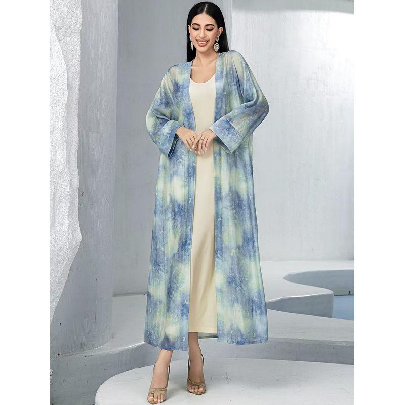 New Arrival Middle East Blooming Print Robe Suspender Skirt Two-Piece Suit Strap Skirt Printed Robe Set