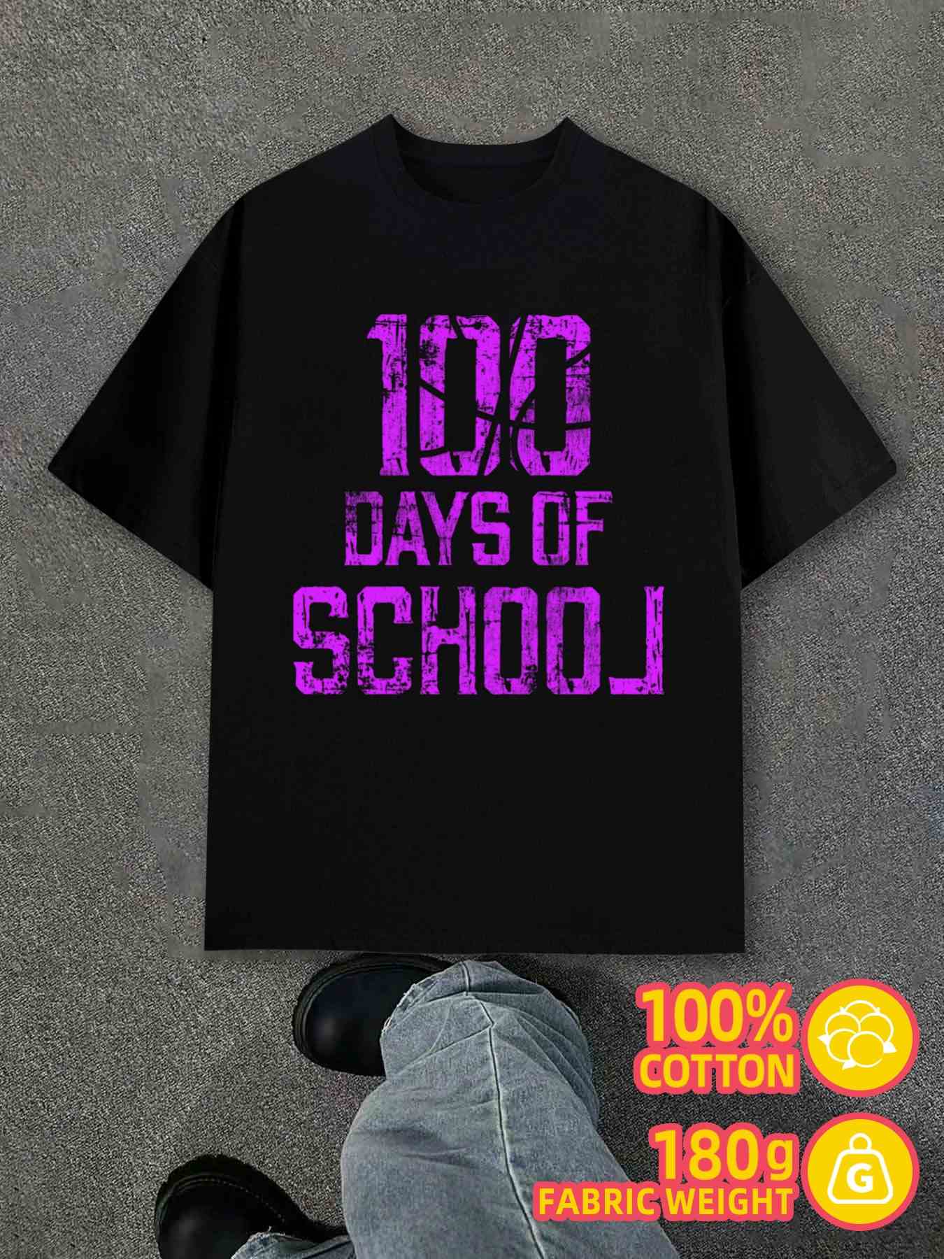 T-Shirt Y2K 100 Days of School Black S