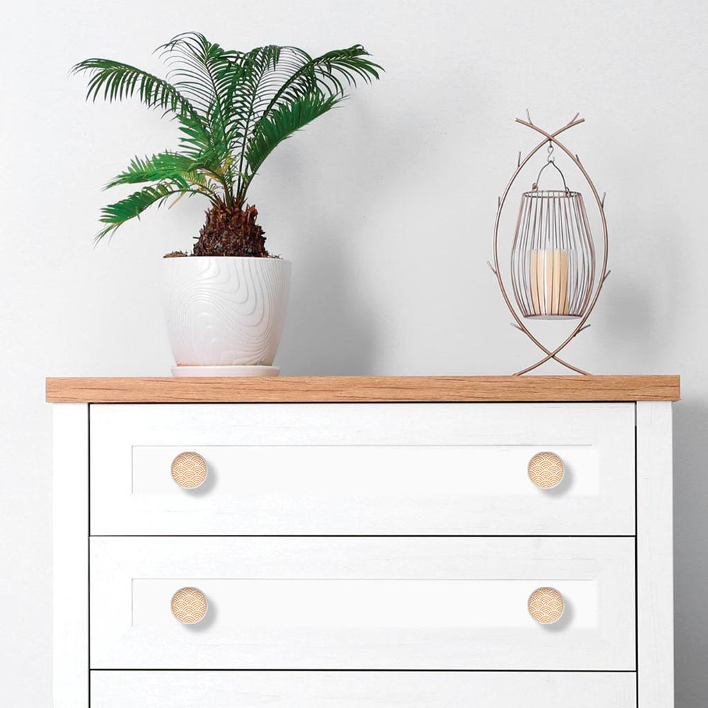 Les Trésors De Lily [A2102] - Gałka meblowa ceramiczna 'Boho' beżowo-biała - 65x35 mm