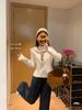 Korean Style Women's Hooded Zipper Jacket & Chunky Knit Cardigan - Waist-Cinched, Soft & Cozy Top