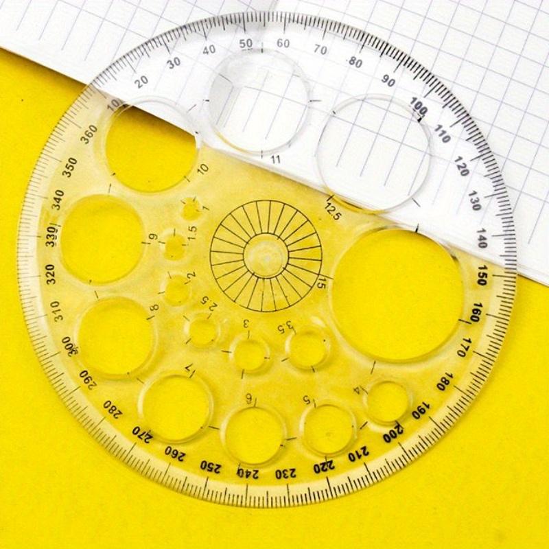 

1pc 360-Degree Rotating Round Ruler - Transparent Blue Template with Circles & Degrees for Drafting, Patchwork, Office прозрачный