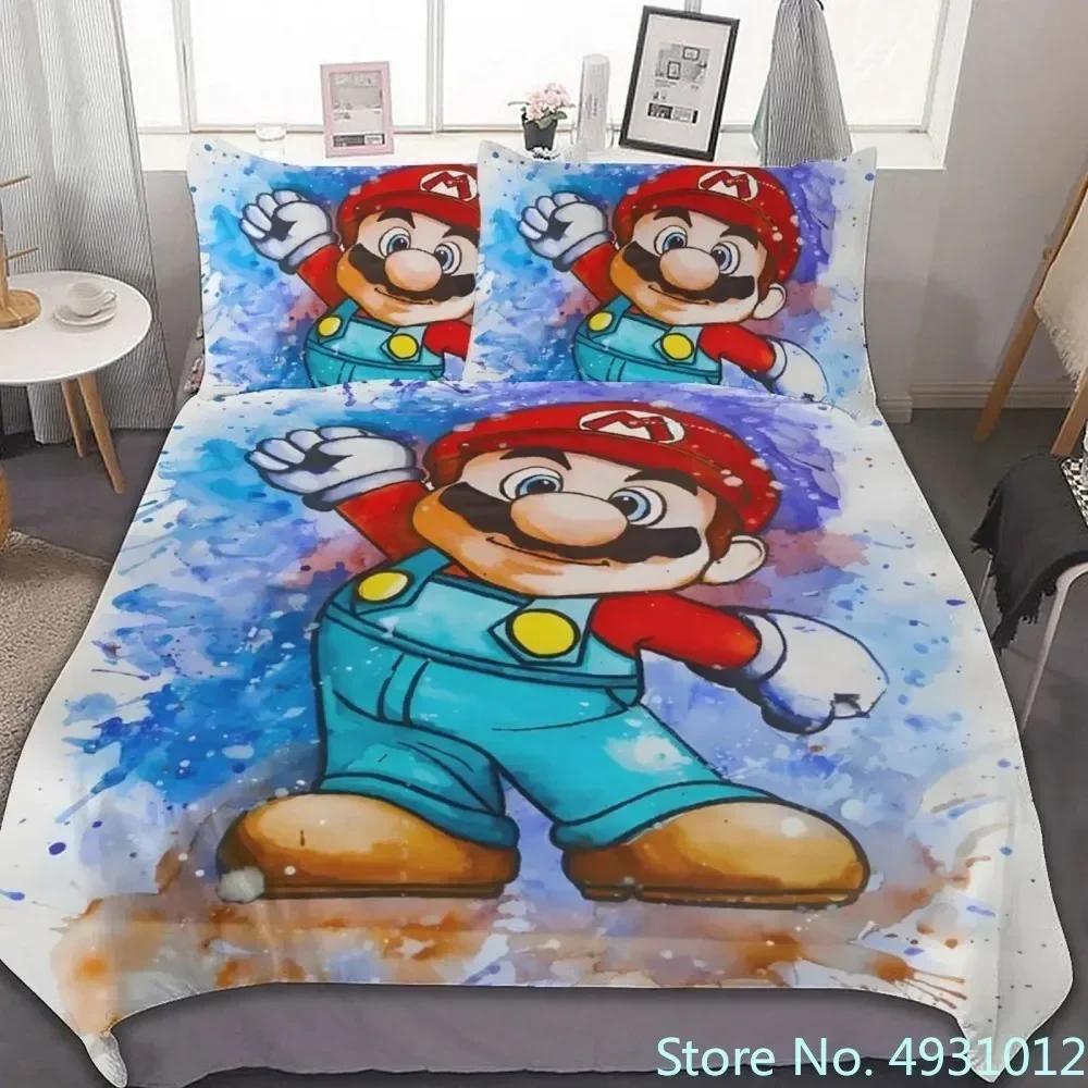 

Затишний дитячий комплект постільної білизни з аніме Super Mario Аніме 3D підковдра для дитини Дітей Підлітків Дорослого Домашній текстиль Покривало US King(264*228cm)3pcs
