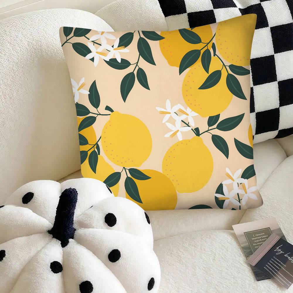 Lemon Pattern Pillow Case Fashion Square Pillowcase Bedroom Sofa Room Ins Decoration Leisure