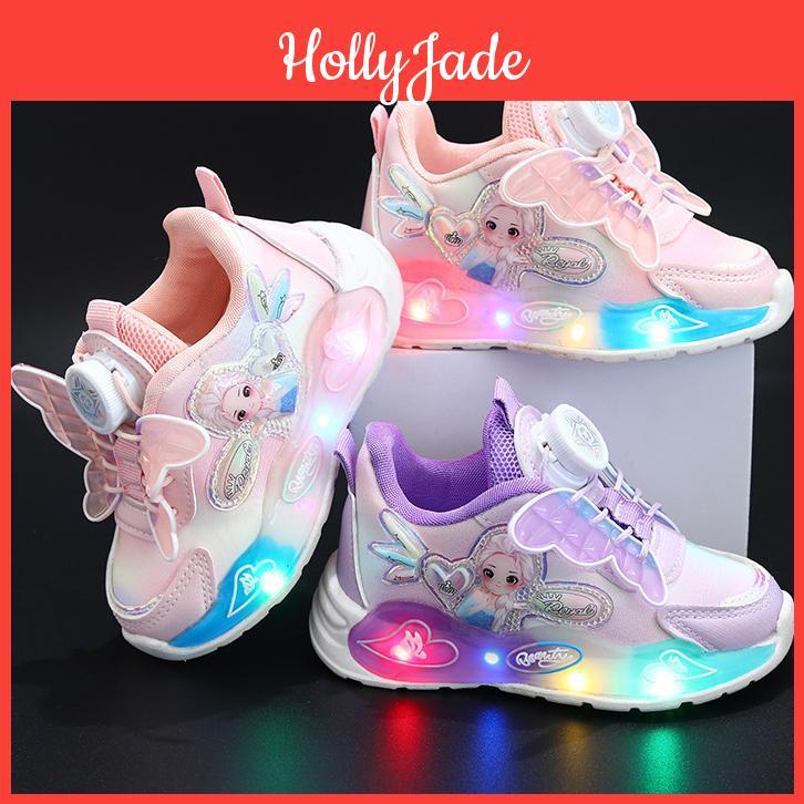 Lovely Children Girls Sneaker Cartoon Lightweight Led Luminous Sports Shoes