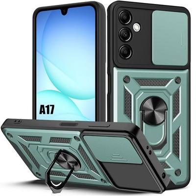 Protective Case - BOOLING - for Samsung Galaxy A17 4G/5G - with Ring and Camera Cover - Night Green