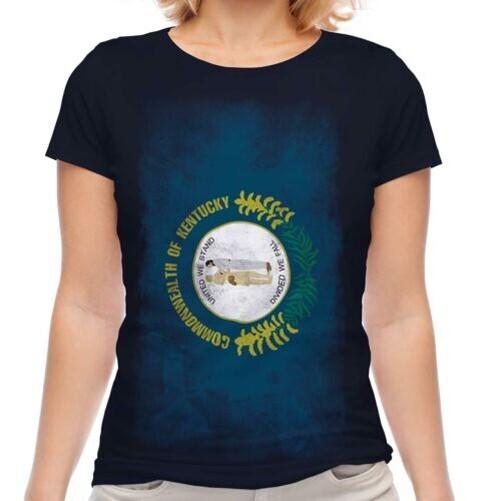 Kentucky Faded State Flag Women T-Shirt Kentuckian T-Shirt L