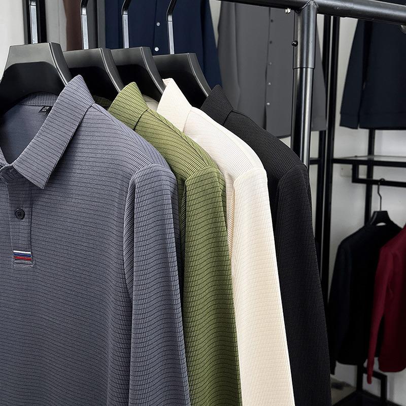 Men's Long Sleeve Polo Shirts Tees & Tops with Fleece Warm Winter Bottom Wear Casual Business T-shirts Hot Sale Autumn Clothing