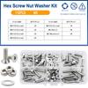 Hexagonal Countersunk Screw Nut Washer Set Metric Threaded Hex Bolt Nuts Spacer Kit Machine Screws Gasket Stainless Steel M2-M6