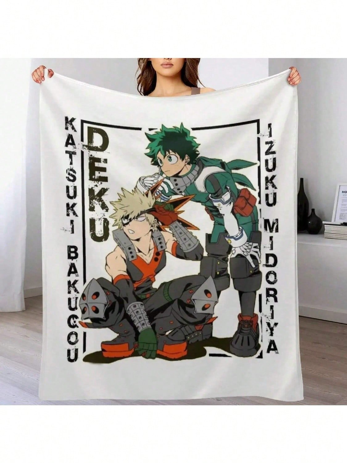 

Izuku Midoriya & Katsuki Bakugou Throw Blanket Anime Sofa Summer For Decorative Sofa Blankets 75X95CM сірий колір