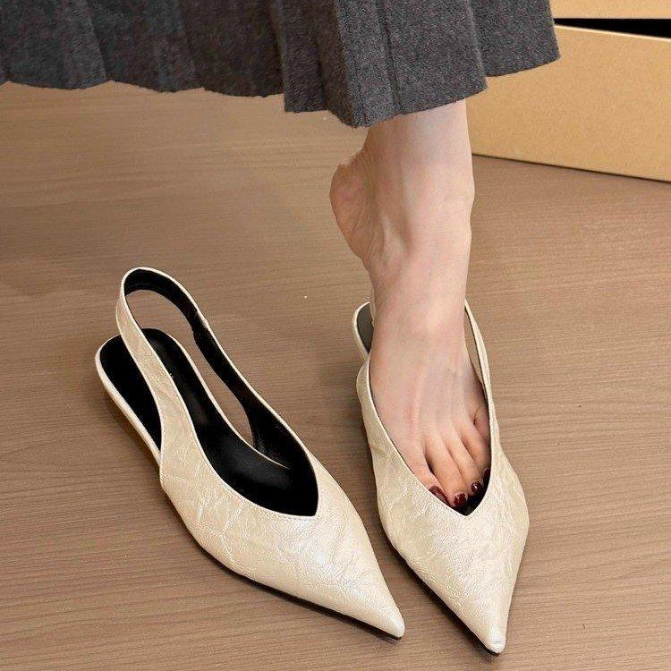Temperament pointed back empty shoes bag head sandals summer gentle evening wedge heel shoes women
