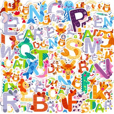 50 Digitale Buchstaben Tieraufkleber Kinder Puzzle Aufkleber Neu Niedlich Englische Buchstaben Erleuchtung Graffiti
