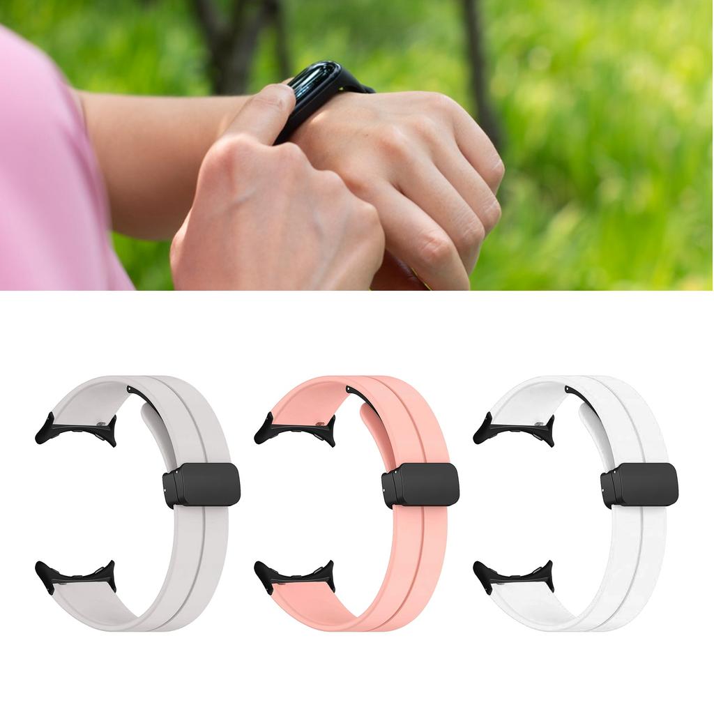 Silicone Watch Bands Soft Elastic Smartwatch Strap with Magnetic Folding Buckle for Google Pixel Silicone Watch Strap