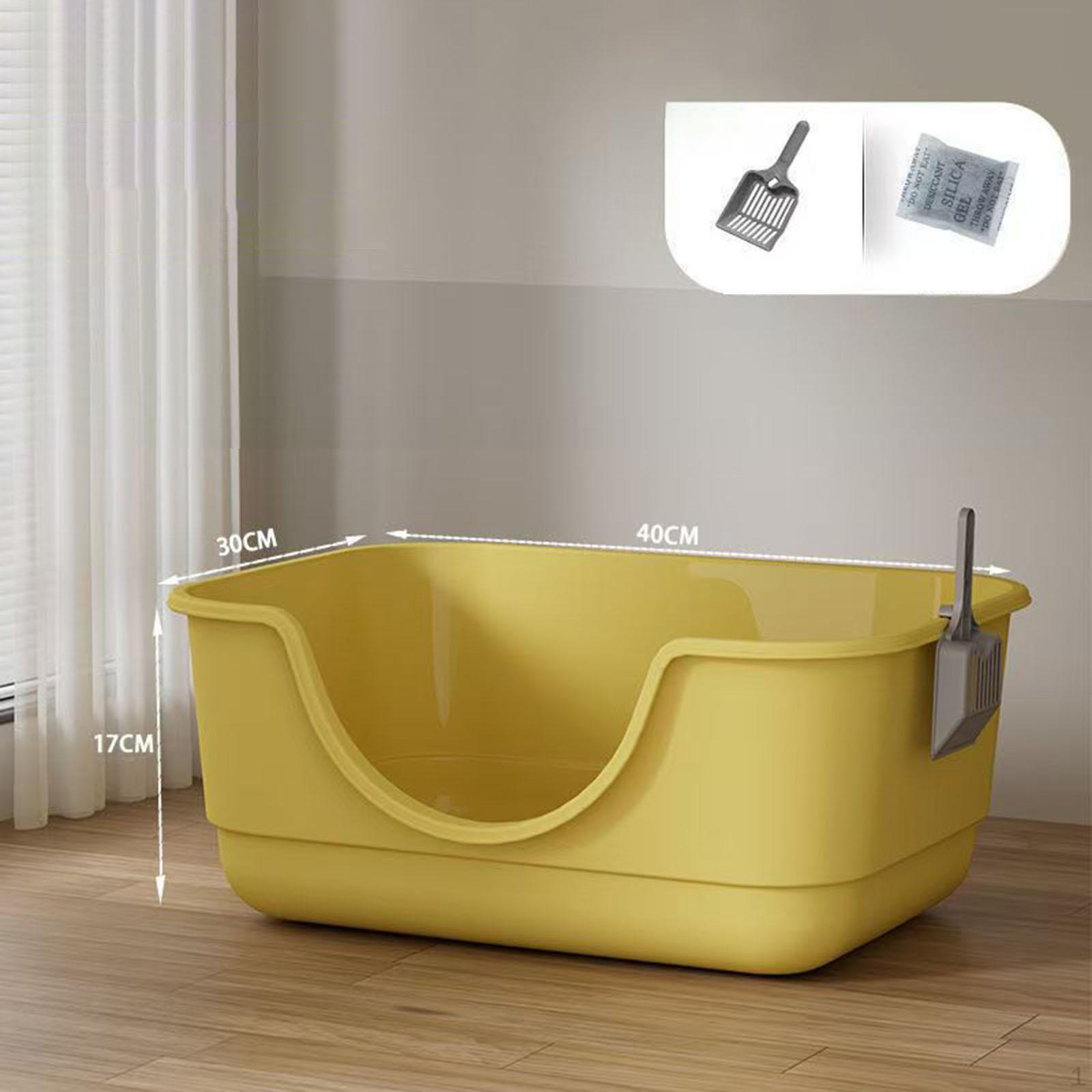 

Кошачий туалет с защитой от брызг для маленьких и больших кошек, переносной, большой, с песком жёлтый