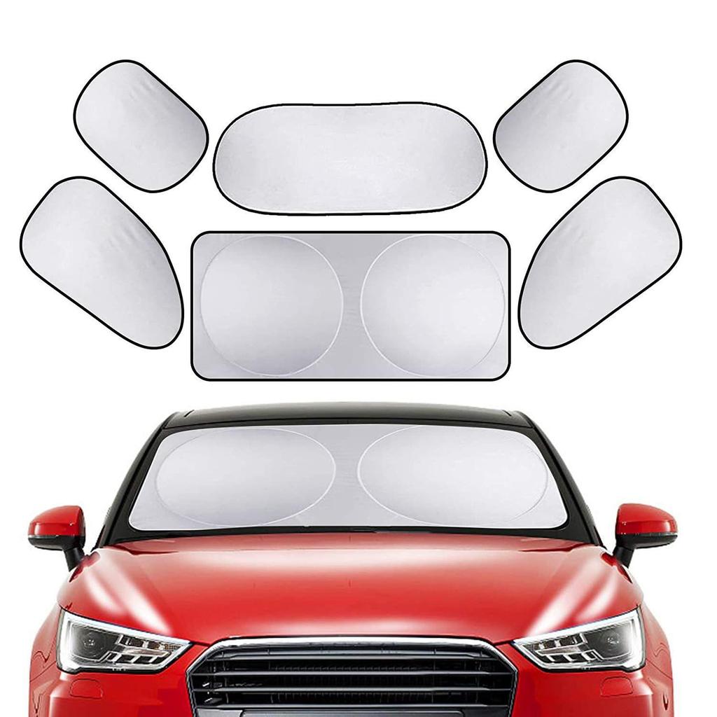 6-Piece Car Sunshade Set: Front, Rear & Side Window Sun Visors with Suction Cups for Interior Sun Protection & Heat Insulation.