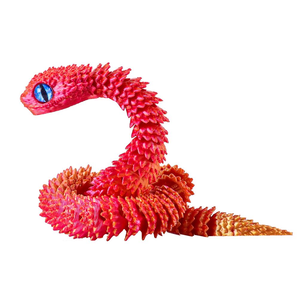 3D Printed Flexible Snake Toy 30Cm- Movable Joints, Adhd Fidget Desk Pet, Realistic Animal Figurine For Home Office Decor & Gift