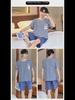 Men's Cartoon Cotton Pajama Set: Summer Striped, Round Neck, Short Sleeves, Shorts, Large Sizes.
