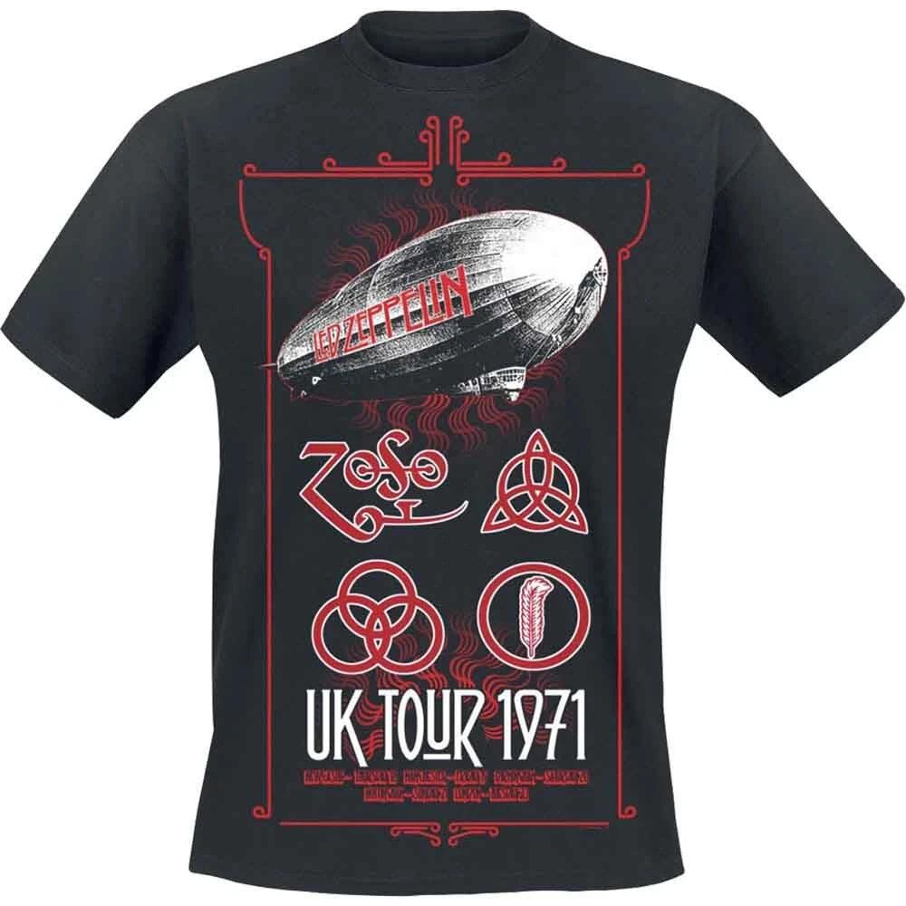 Led Zeppelin T Shirt UK Tour 71 Band Logo Official Mens Black XXL 2XL