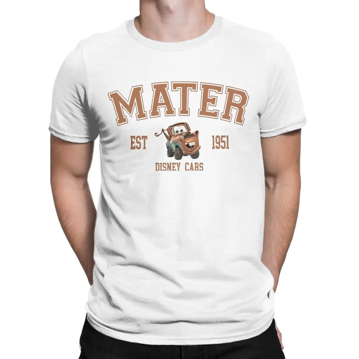 Heren Bruin Auto Mater T-shirt Lightning McQueen 100% Katoen Kleding Nieuwigheid Korte Mouw Ronde Hals T-shirts Grote Maten T-shirts XXL wit