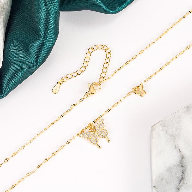 Ladies Elegant Crystal Butterfly Pendant Necklace