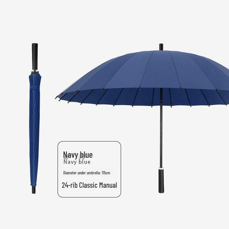 Extra Large Double Person 24-Rib Umbrella with Color-Matched Design and Long Handle