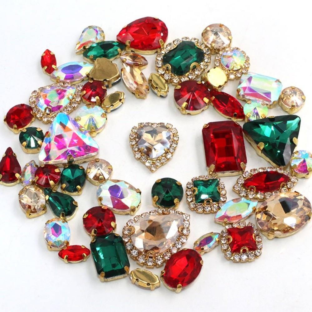 50pcs Set Shining Multicolor Water Drop Rhinestone DIY Craft Mixed Claw Drill Buckle Crystal Buckle Wedding Dresses