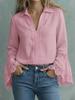 Damen Baumwoll-Leinen-Pullover mit Spitzenbesatz - Elegantes einfarbiges Design