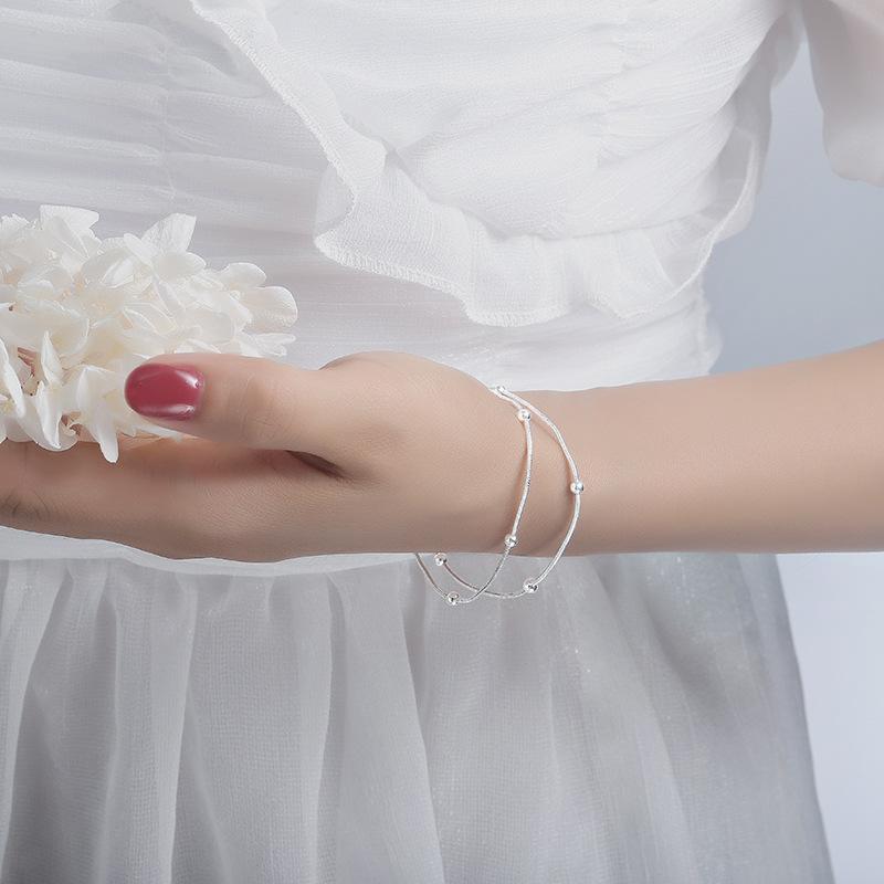 Fashion New Women Fine Jewelry 925 Sterling Silver Beads Bracelet & Bangle Charm Bracelet Adjustable Wedding Gift