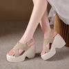 Fashion Comemore Roman Sandals Women Summer Thick Bottom Shoe Soft Leather Peep Toe Chunky Heeled Female Sandales Casual Shoes for Women