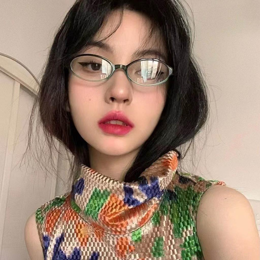 Fashion Colorful Oval Small Frame Lens Glasses for Girls Seaside Party Girls Taking Photo Christmas Camping Decors