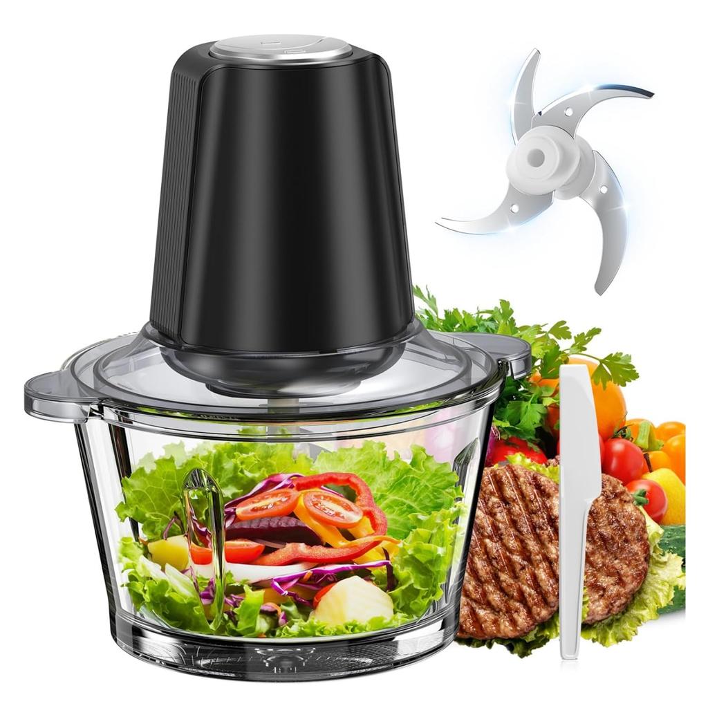 Food Processor 2L Large Capacity CEUKOZ 5 Functions (ChopMixMashCrushCoarse Grate) 500W High Power 2-Speed 4-Blade Cutter Chopper Ice Crushing Blender