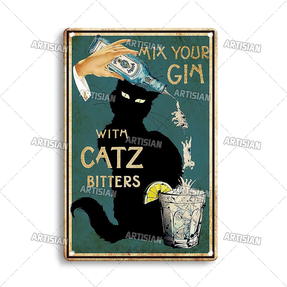 Artisan Halloween Katze Metallschild Salem Sanctuary für heimatlose Katzen Dekorative Blechplatte Wanddeko Garage Bar Pub Club Küche