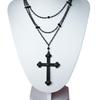 Gothic Black Cross Necklace For Men And Women With Alloy Pendant And Multilayer Design