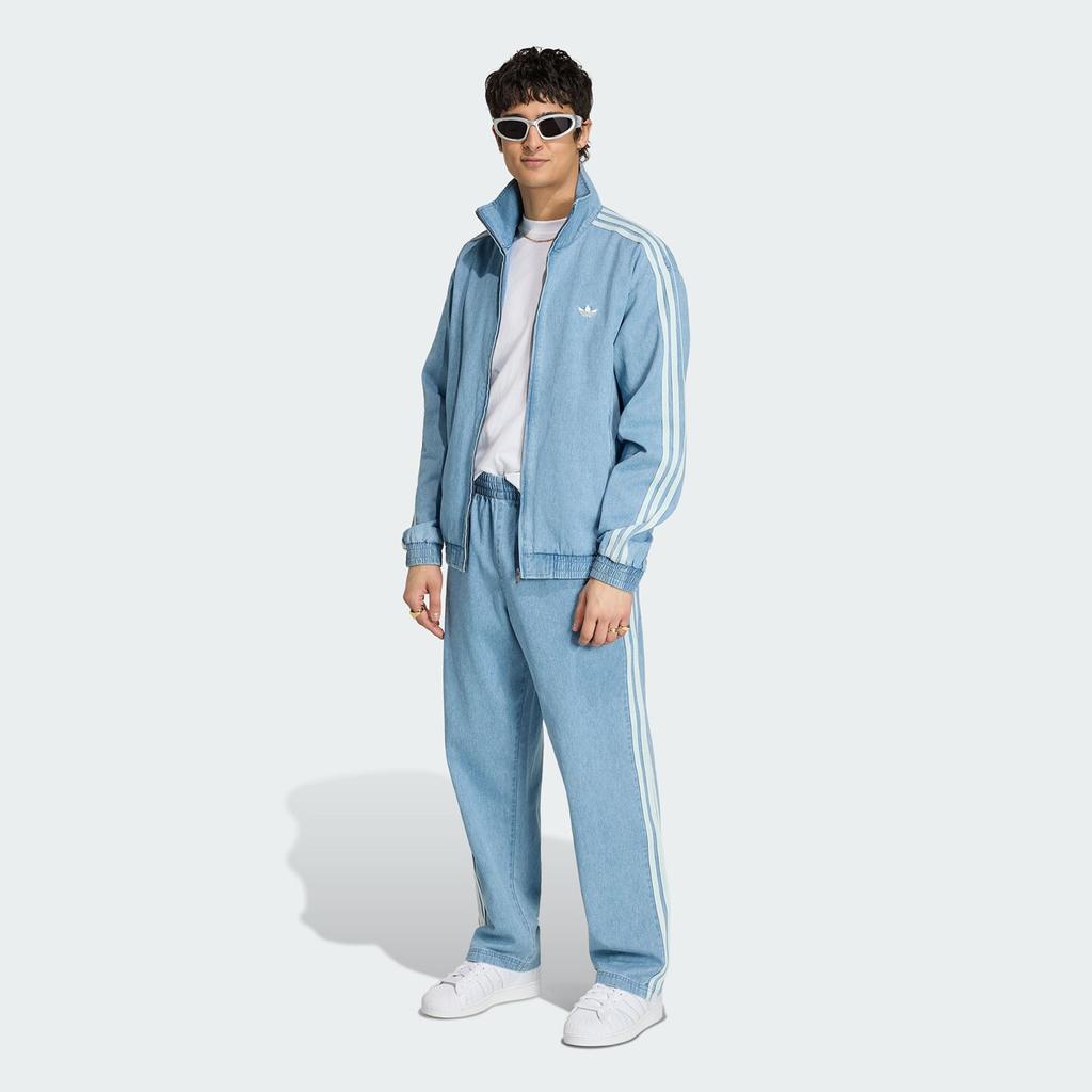 adidas Originals Firebird Sports Stripe Zip Long Sleeve Denim Jacket Men Jackets KX1196
