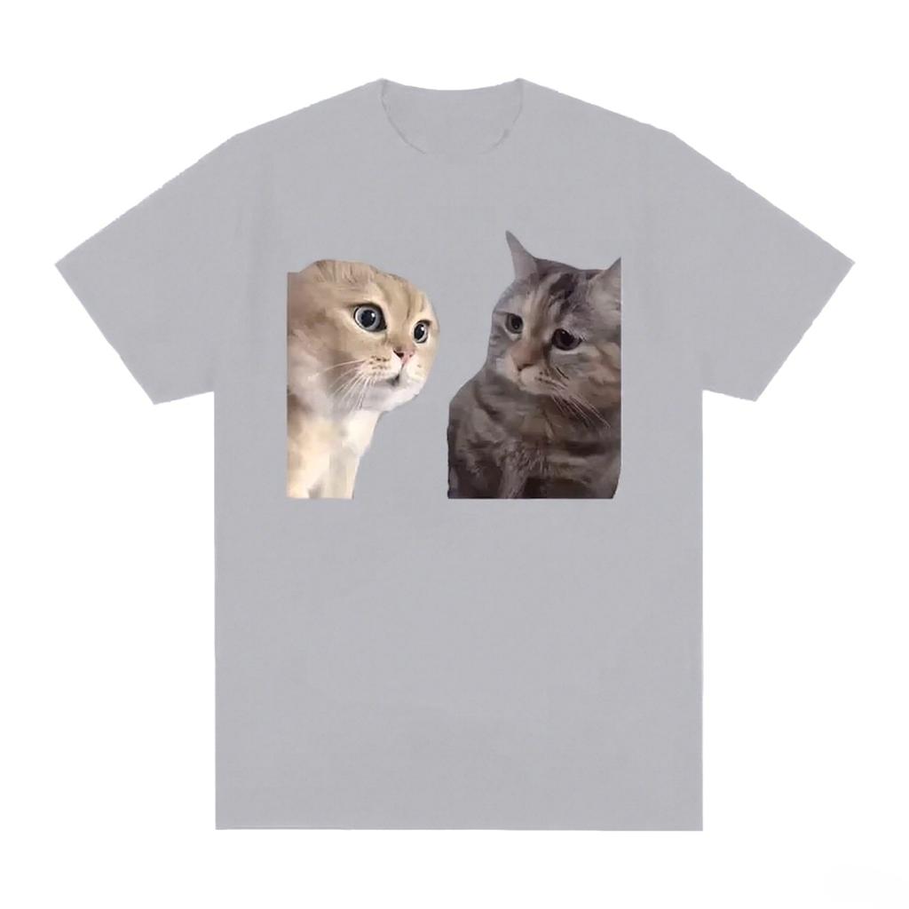 Funny Cute Cats Talking Meme Graphic T-shirts Women Fashion Short Sleeve T Shirt Casual Oversized T-shirt Unisex Clothing