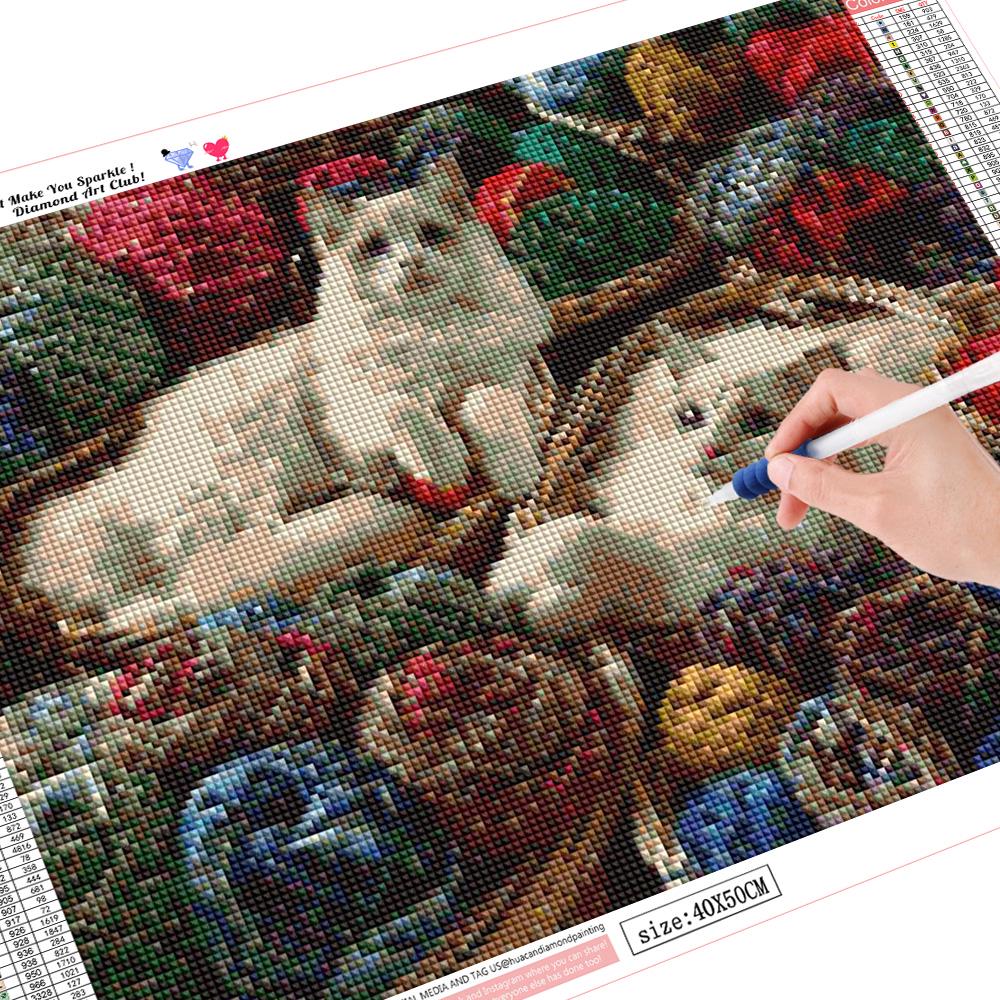 

Huacan Животные Кошка Алмазная картина 5D DIY Алмазная вышивка Искусство Милые котята Мозаика Домашний декор 30*40 cm