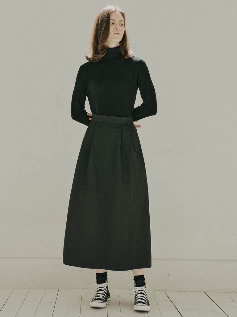 AVANT-G Waistband Volume Maxi Skirt - Black